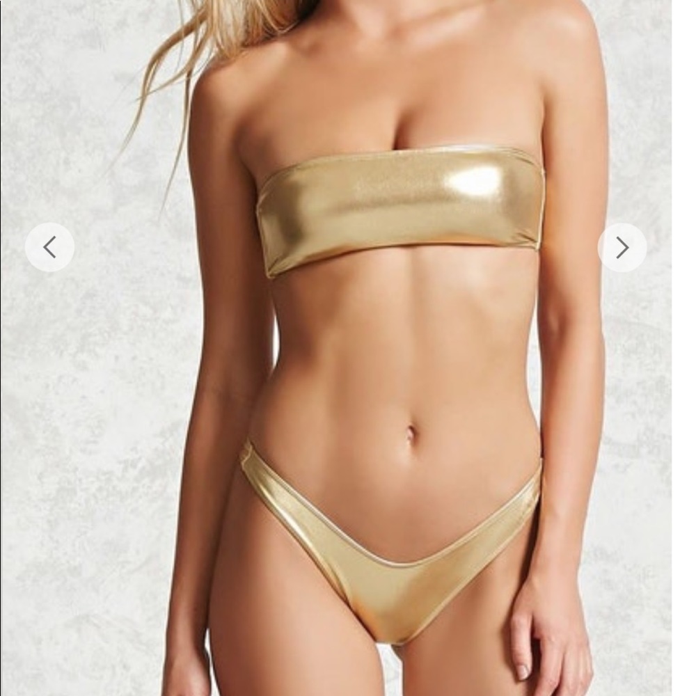 Gold metallic high leg bikini! NWT!!